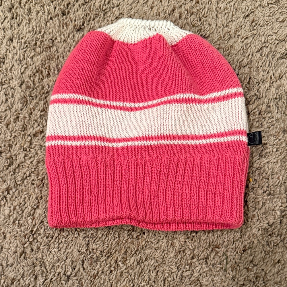Pink and White Kids Beanie
